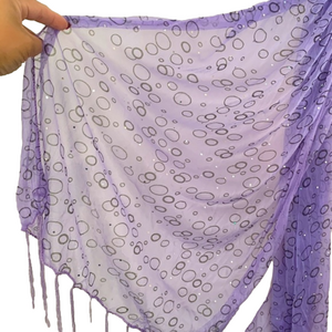 Purple Sheer Scarf with Glitter and Fringes